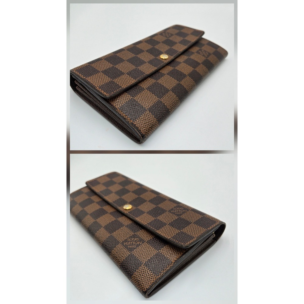 Louis Vuitton Sarah Wallet Damier Ebene Brown Canvas Long Envelope Wallet - Picture 3 of 11